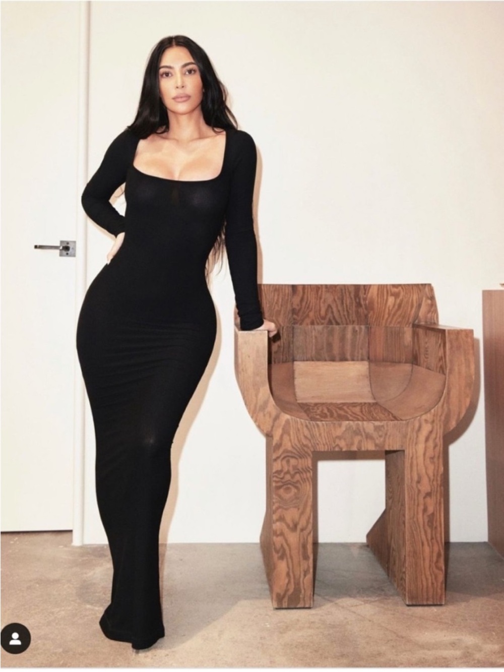 SKIMS RIBBED LONG SLEEVE MAXI DRESS size XL